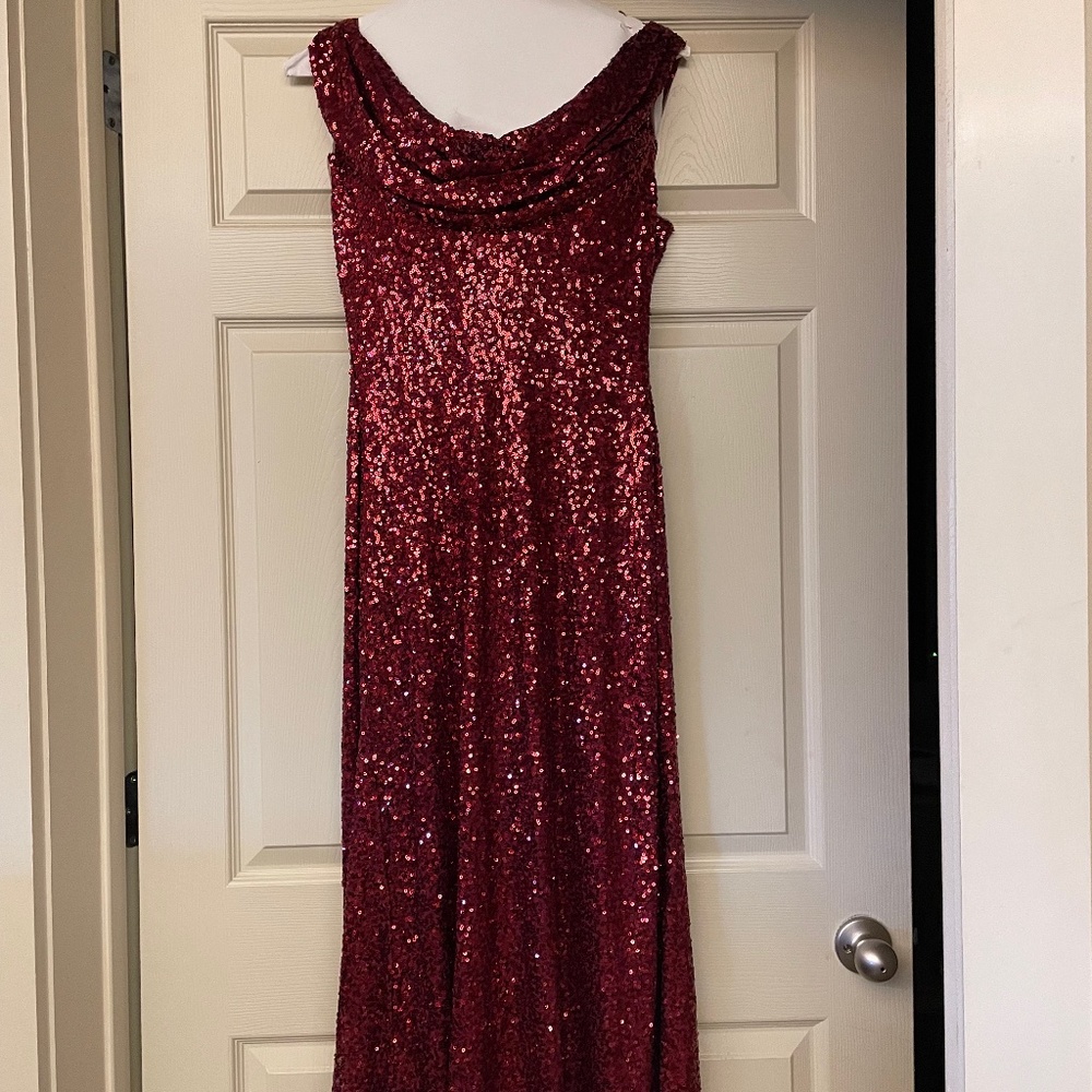 Red Sequin Formal Gown With Draped From And Back. - image 1